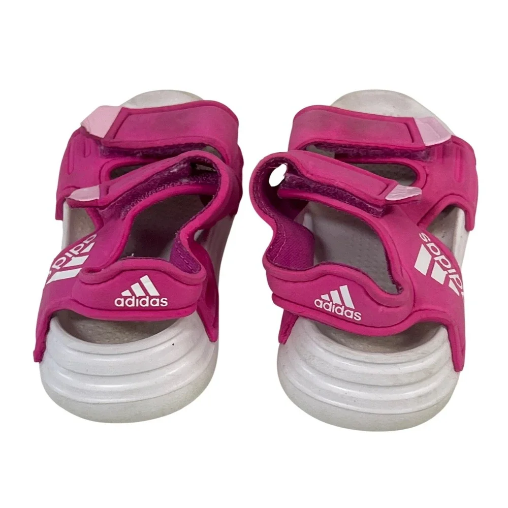 Adidas Kids Dark Pink Adjustable Sandals Sporty Comfort Vacation Baby Girls 6c